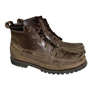 Timberland Oakwell Boots Mens Size 13 Brown Leather 7-Eye Moc Toe Preppy Hip Hop
